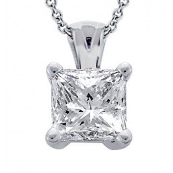 0.55 Ct. Tw Princess Cut Diamond Solitaire Pendant in 14 Kt White Gold